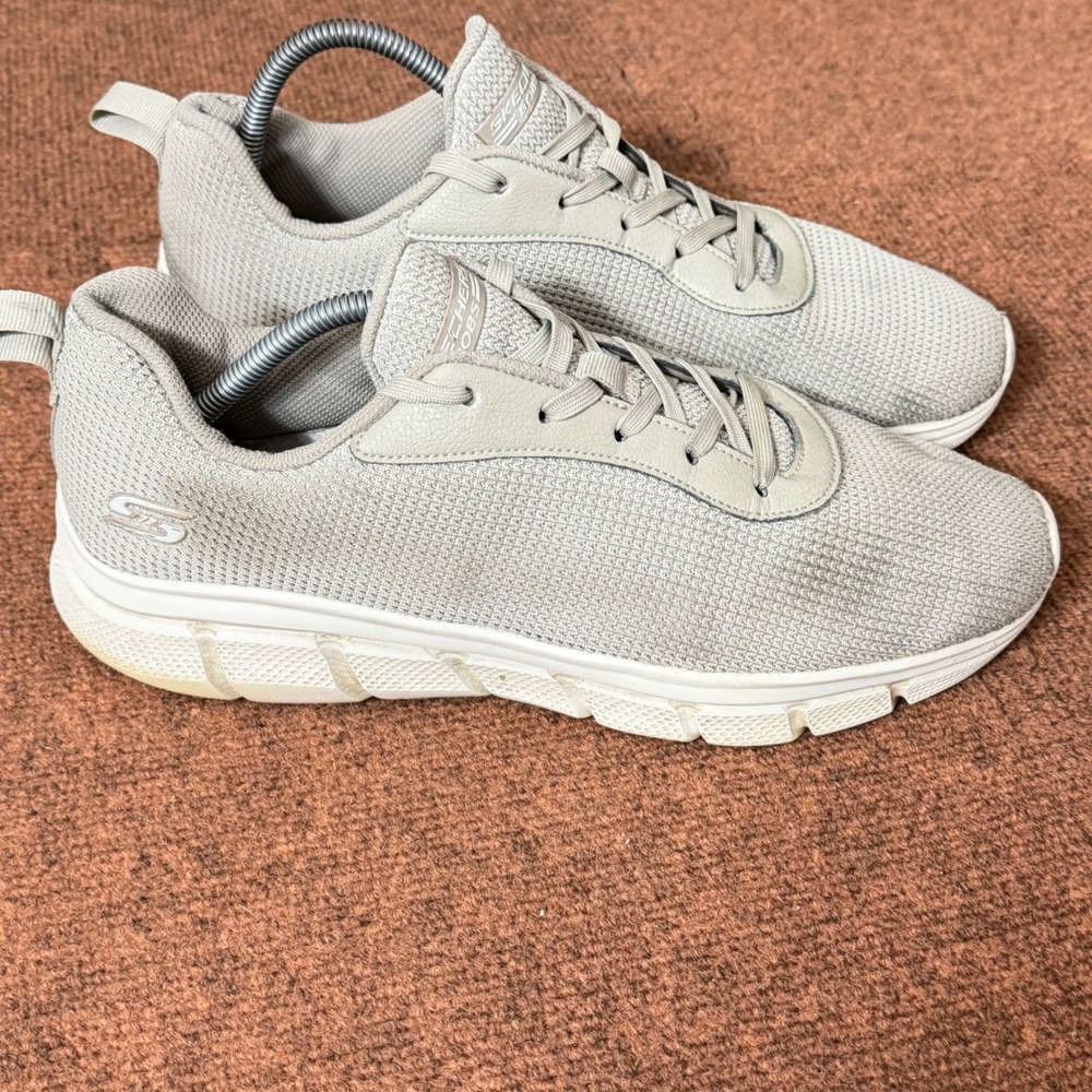 Skechers BOBS Sport Squad Mens Taupe Grey Mesh Sneakers SN 118103 Size 11.5